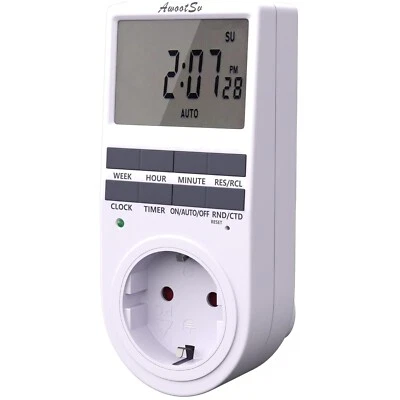 Digitale Zeitschaltuhr Steckdose, 18 Programme, Countdown, Timer, Innen, Außen - Bild 1 von 4