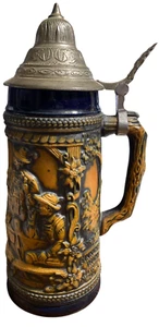 Gerz W. Alemania Tapa Bisagra Cerveza Stein, Imágenes Elevadas de Taberna/Figuras 1862 cir. - Imagen 1 de 9