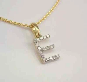 Round 1 Ct Lab-Created Diamond Initial E Women's Necklace 14K Yellow Gold Plated - Picture 1 of 4