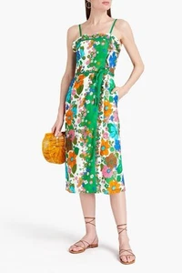 Zimmermann Riders Dress Size 2 Ruffle Midi Floral 100% Linen Pockets - Picture 1 of 12