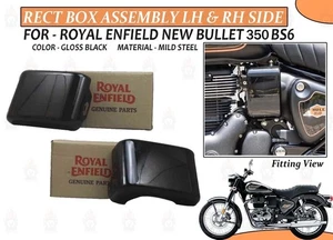 For Royal Enfield New Bullet 350 BS6 Rect Box Assembly RH & LH Side Gloss Black" - Picture 1 of 7