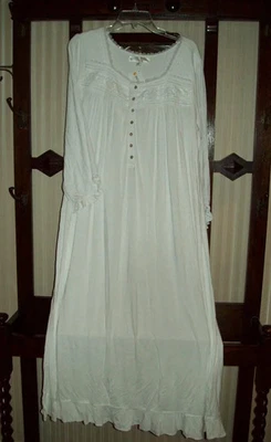 NUEVO CON ETIQUETAS VESTIDO EILEEN WEST MODAL/SPANDX TEJIDO 3/4 SLV 50" CON ENCAJE 5519918 BLANCO XL Foto 1 de 4