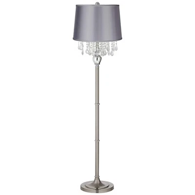 Modern Chandelier Style Floor Lamp 62.5" Tall Brushed Nickel Silver Chrome Cr... - Image 1 of 3