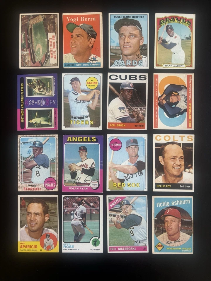 1958-82 Topps Hof Lot (46) Mickey Mantle Yogi Berra Willie Mays Aaron Maris Yaz - Image 1 of 4