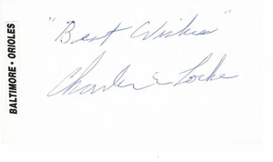 SIGNED 3x5 INDEX CARD OF CHARLIE LOCKE (DECEASED 2015)! GREAT AUTOGRAPH! - Picture 1 of 1