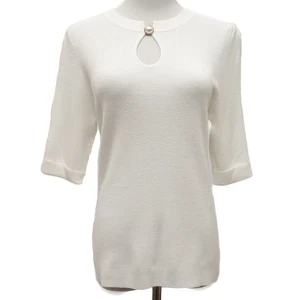 One Grey Day White Short Sleeve Business Casual Sweater Size Large - Picture 1 of 9