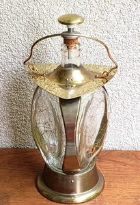Vintage Art Deco Musical Decanter - Lantern Decanter Pinch Style Glass Body with - Picture 1 of 16