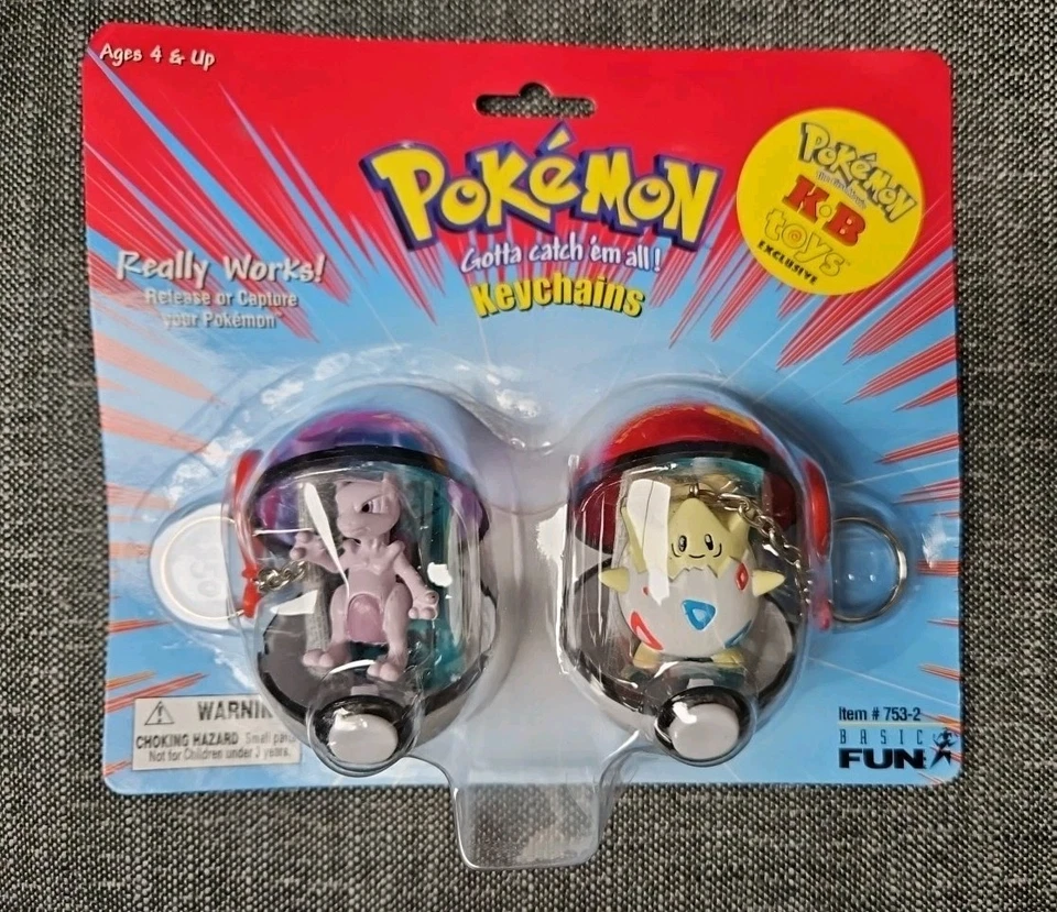 复古 Pokemon MEWTWO & MEW KB 玩具独家钥匙链 MOC 基本乐趣 — 第 1/3 张图片