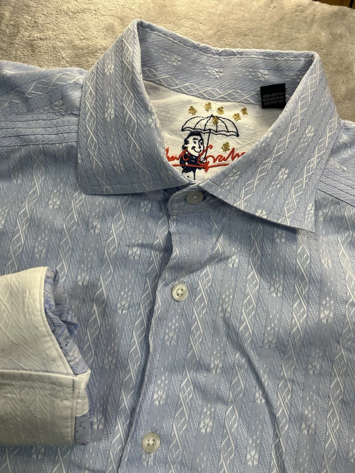 Robert Graham Shirt Mens Size XL Blue Geometric Button Down Collared Cotton - Image 1 of 4