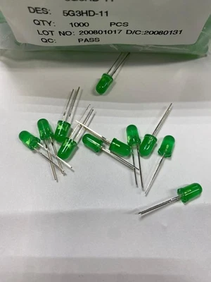 DIODI LED 5MM VERDE LOTTO 1000PZ. - Immagine 1 di 4