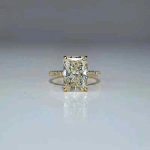 14k Yellow Gold Plated 2CT Radiant Cut Real Moissanite Solitaire Engagement Ring - Afbeelding 1 van 2