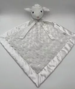 Manta de seguridad Swankie Blankie blanca remolino cordero/oveja bebé satinado ribete y espalda - Imagen 1 de 8