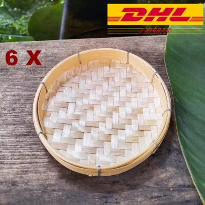 Wicker Bamboo Tray Threshing Basket Vintage Thai Handicraft Food Fruit Serving  - Image 1 of 4