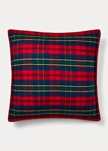 RALPH LAUREN Highland Plaid 20x20 Decorative Pillow Red Blue Yellow $120 New
