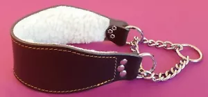 COLLAR DE PERRO DE CUERO MEDIO CHEQUE/ESTRANGULADOR WHIPPET MARRÓN OSCURO SE ADAPTA A 13."-16,5" # - Imagen 1 de 3