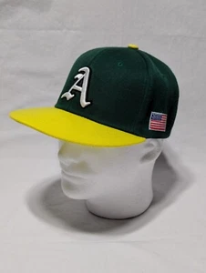 Oakland As Green Baseball Cap White A Logo Yellow Bill Adjustable Strap - Picture 1 of 8