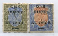India QV KGV overprinted 1 rupee Officials used