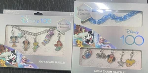 2 Sets Disney Parks Disney 100 Mix & Match Stitch Minnie Mouse Charm Bracelets - Picture 1 of 4