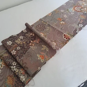 Tela de seda kimono japonés vintage pintada a mano gris malva ornamentada #E 7x40 RT16 - Imagen 1 de 7