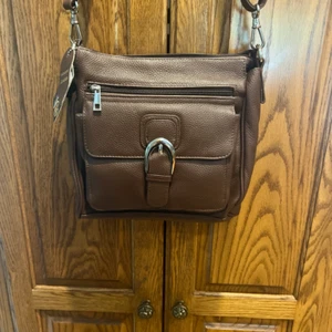 Brown Leather Concealed Carry Gun Purse Concealment Bag with Locking Zipper CCW - Picture 1 of 6