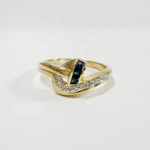Vintage 18k gold diamond and sapphire Art Deco ring - Picture 1 of 11