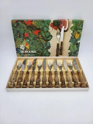 Neuw.# WMF Burgund Tafelrunde 6 Personen Brotzeit Besteck Cromargan 70er Vintage - Bild 1 von 4