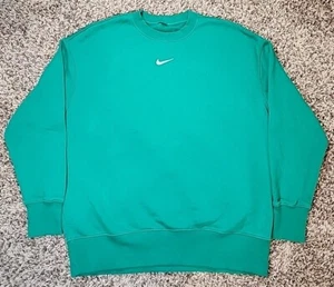 Vintage Y2k Nike Air Center Swoosh Sweater Sweatshirt (L) Green w/White Swoosh - Picture 1 of 15
