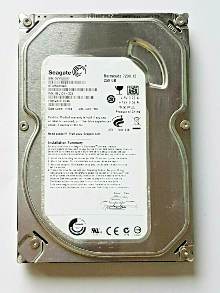 250 GB SATA Seagate Barracuda 7200.12 ST3250318AS FW:CC46 8MB 3.5" Hard Drive - Image 1 of 1