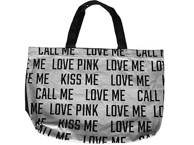 Victoria's Secret PINK Silver Bling Gym Tote Bag Love Me Kiss Me Call Me NWT - Image 1 of 4