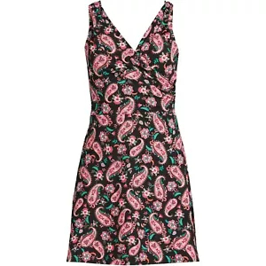 NEW LANDS' END Women's Tummy Control Surplice Wrap One Piece Swimsuit 12 - Picture 1 of 4
