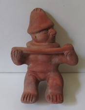 Vintage Mexican Terracotta Statue of Mayan Aztek. Very heavy 11" tall
