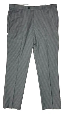 Pantalones de vestir Brooks Brothers para hombre gris/blanco a rayas ajuste regente de lana; 37 x 32 Foto 1 de 4
