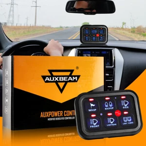 AUXBEAM 12V 6 Gang On-Off Panel LED Switch Circuit Control Universal Blue-light - Picture 1 of 12