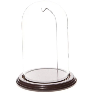 Plymor 4.5" x 8" Watch Glass Dome Cloche (Mahogany Veneer Base & Silver Wire) - Picture 1 of 1