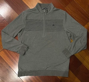 Maglione Travis Mathew uomo L grigio marrone Zachary 1/4 zip pullover outdoor golf - Foto 1 di 6