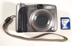 Cámara digital compacta Canon PowerShot A710 IS 7,1 MP plateada zoom 6x tarjeta SD de 2 GB - Imagen 1 de 23