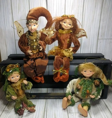 4  Posable Woodland Fairy Elf Pixie Winged Dolls Ornaments - Image 1 of 4