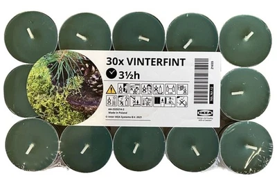Ikea VINTERFINT Tealight Candle Green Pack of 30 Fir & Eucalyptus 705.761.12 NEW - Image 1 of 4