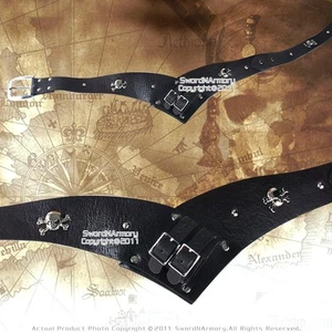 Colgador de cinturón de cuero sintético marrón espada rana pirata sable - Imagen 1 de 2