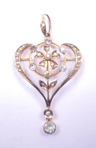 Anhänger antik 9 Karat Roségold Aquamarin und Perle - Bild 1 von 6