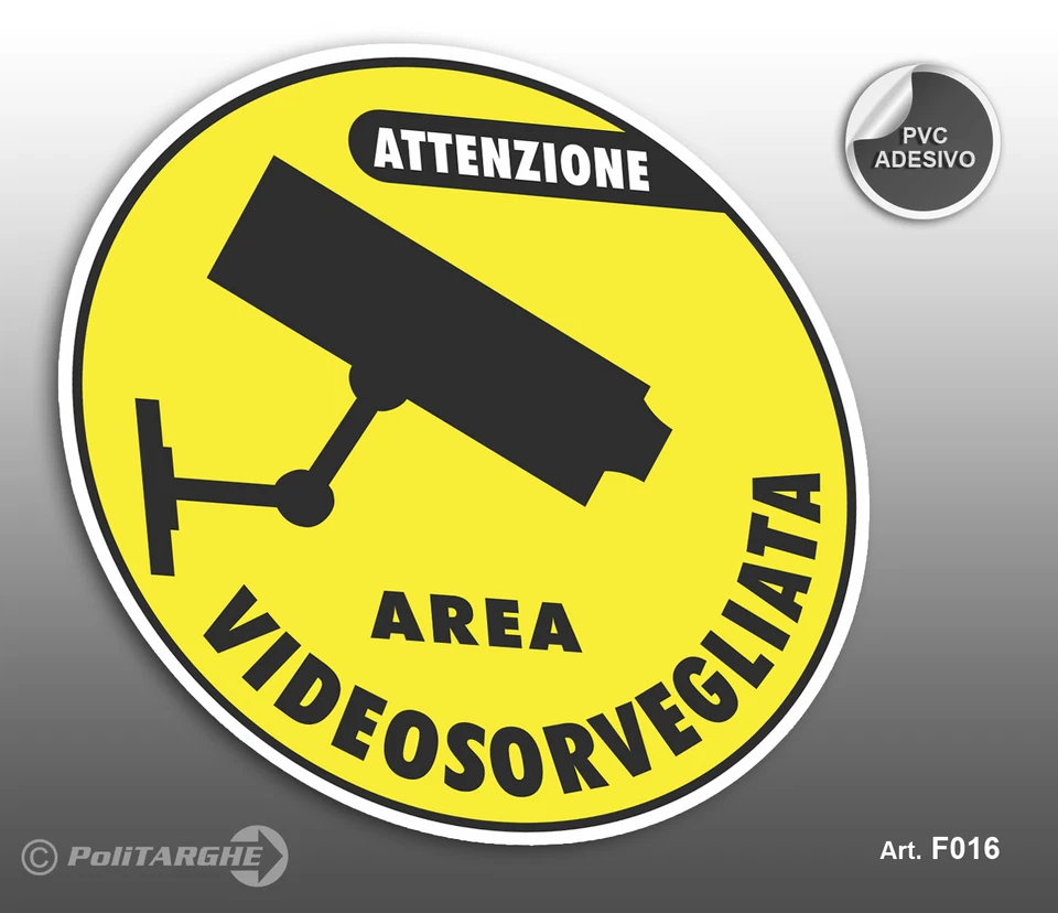 Cartello adesivo Area Videosorvegliata negozio/studio/laboratorio/officina