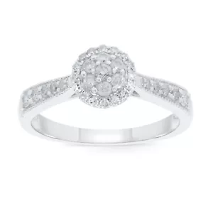 10K WHITE GOLD .40 CARAT WOMEN REAL DIAMOND ENGAGEMENT RING WEDDING RING BRIDAL - Picture 1 of 1