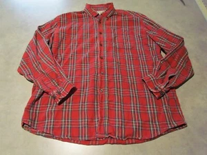 LL Bean Hemd Herren Large rot grün Tartan kariert Button Down Fehler Manschetten hat Gebrauchsspuren - Bild 1 von 8