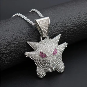 Pokemon Gengar Silver Necklace - Great Gift - Rhinestone - Picture 1 of 2