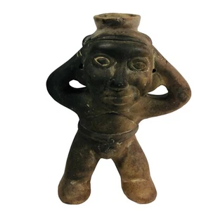 Vintage Mayan / Columbian Pottery Man Figurine Water Carrier ~ 11 in Height - Picture 1 of 12