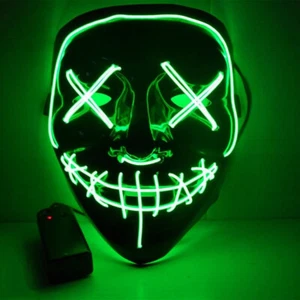 V for Vendetta Guy Fawkes LED Light Up 3 Mode Costume Cosplay Mask GREEN - Picture 1 of 6