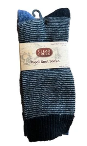 Clear Creek MEN'S WOOL BLEND BOOT SOCKS SIZE 6-12 (Black&Blue) 2 PAIRS NEW! - Picture 1 of 2