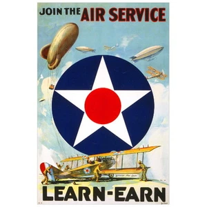 Póster Join the Air Service IMÁN DE NEVERA, 1917 Insignia aviones aeronave - Imagen 1 de 7