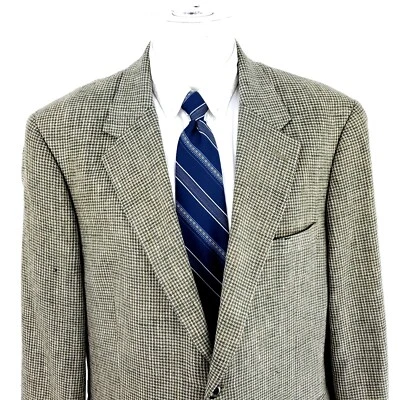 Savile Row 100% Silk Textured 2 Button Sport Coat 40R Green Beige Star Check - Image 1 of 4