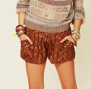 Free People New Romantics Patola Ikat Lattice Shorts Size 2 NWT Boho Summer - Picture 1 of 9